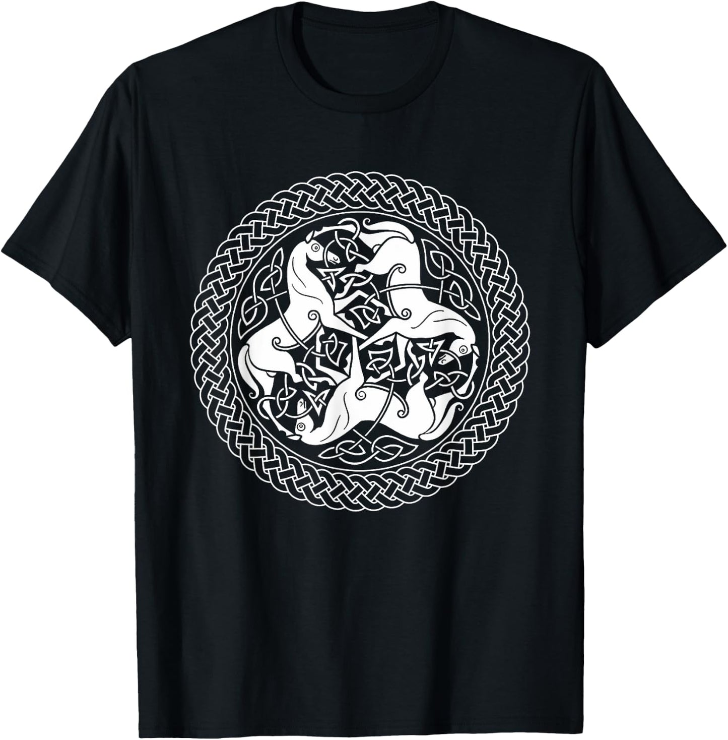 Celtic Epona Knot Ring with Horses T-Shirt - T-Shirt | Black
