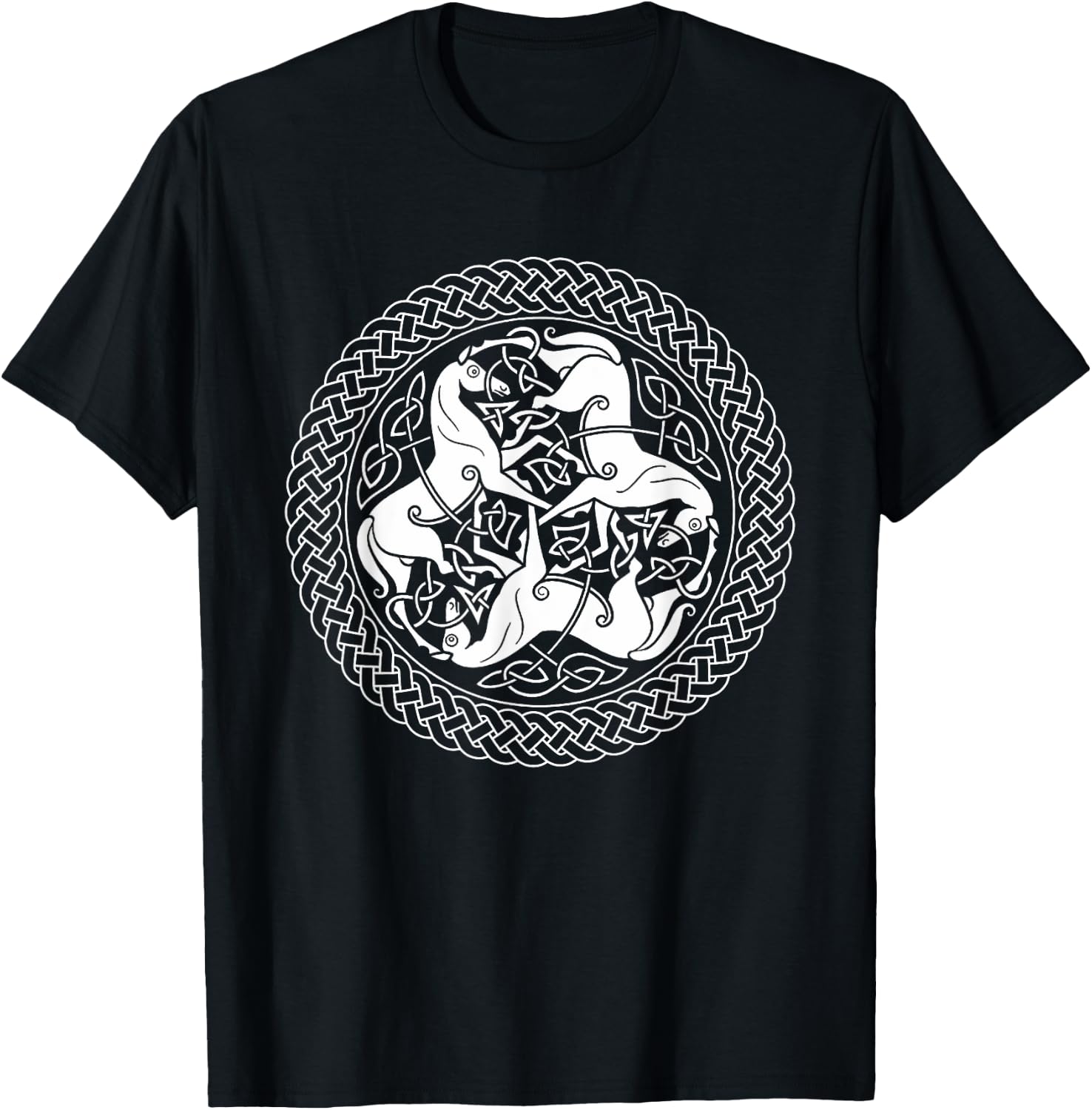 Celtic Epona Knot Ring with Horses T-Shirt - T-Shirt | Black