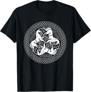 Celtic Epona Knot Ring with Horses T-Shirt - T-Shirt | Black