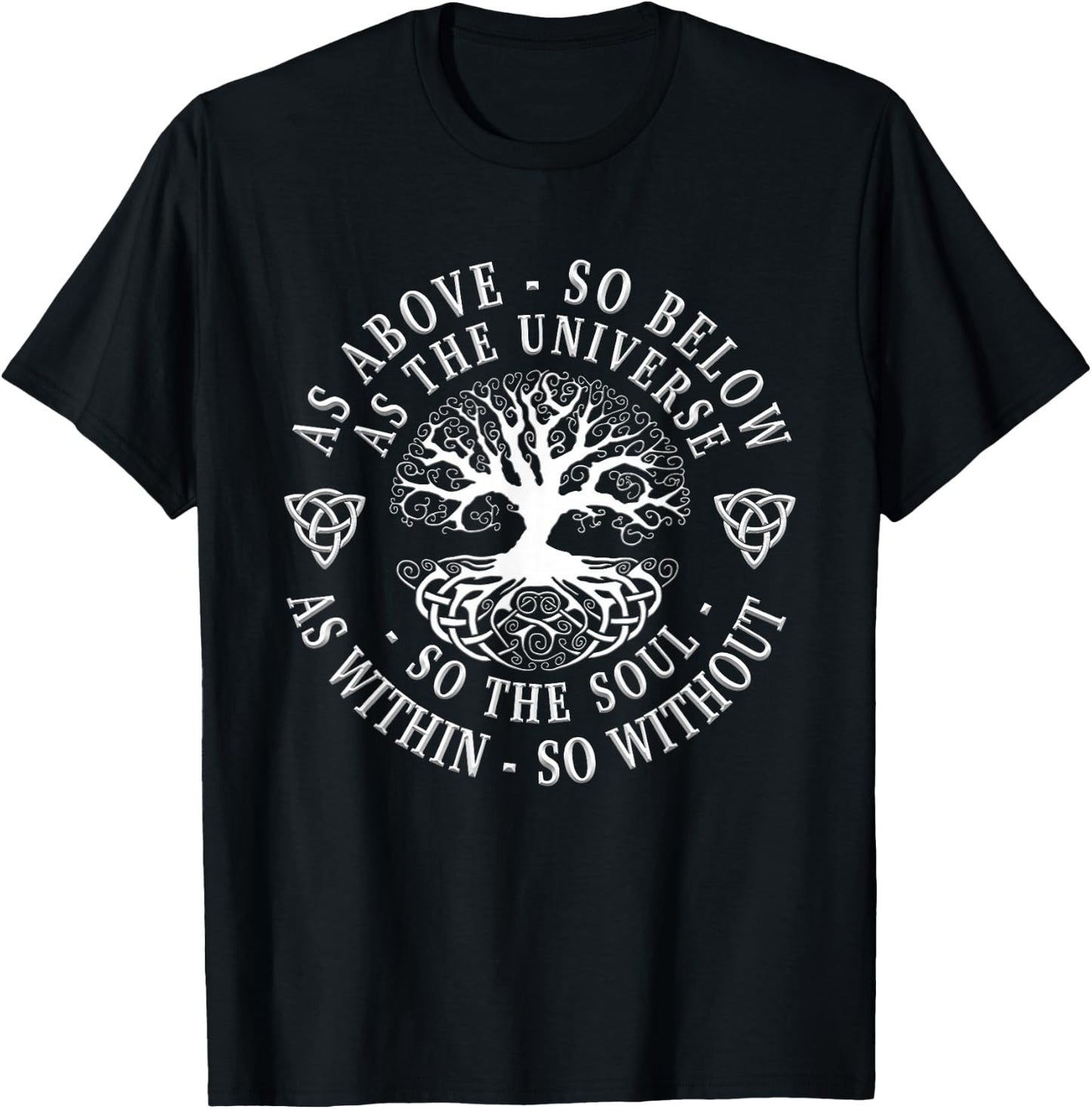 Tree of life Celtic shirt men women As above so below T-Shirt - T-Shirt | Black