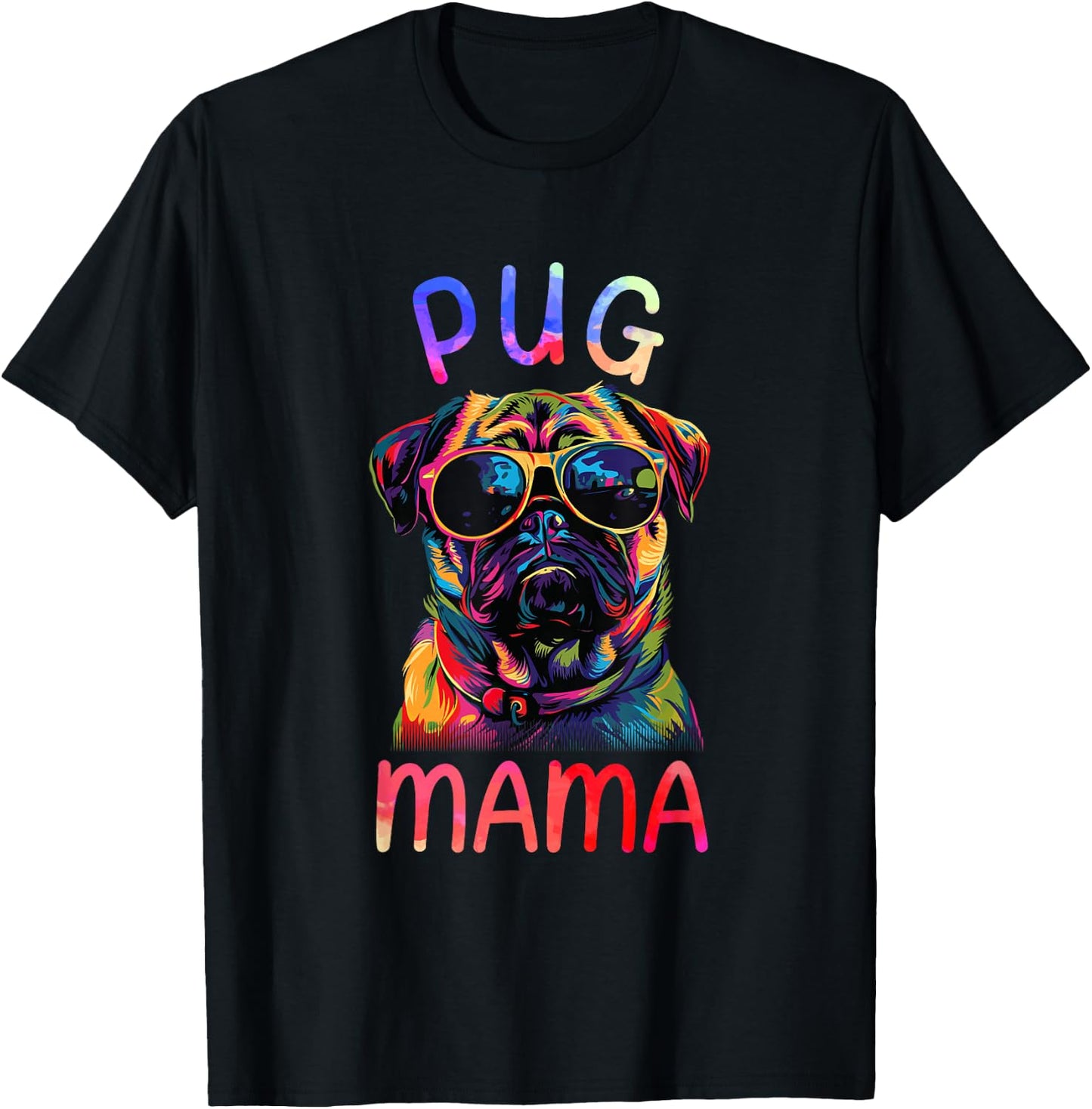 Pug Mom Mama Pop Art Pug Lovers T-Shirt - T-Shirt | Black