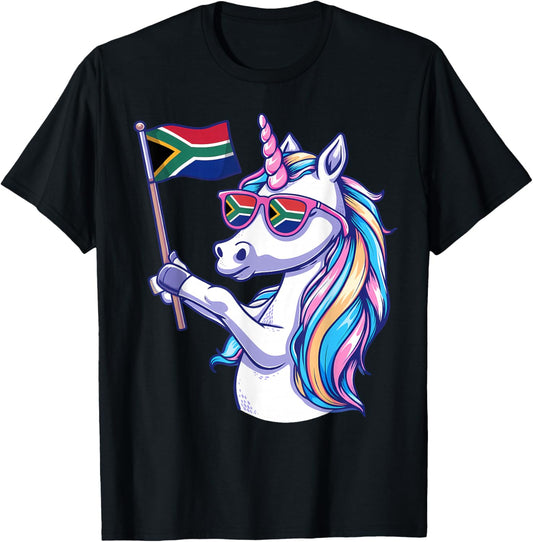 South Africa Roots Unicorn South African Flag T-Shirt - T-Shirt | Black