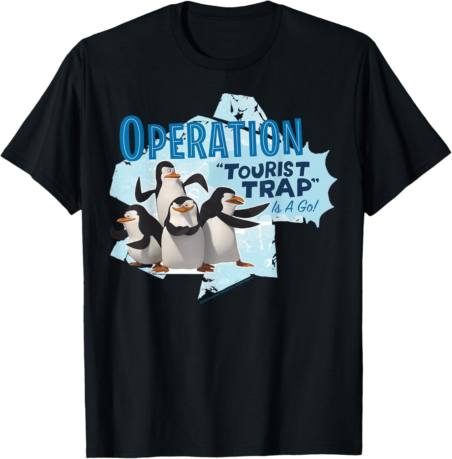 Madagascar Penguin Operation Tourist Trap Text Poster T-Shirt - T-Shirt | Black