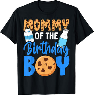 Mommy of The Birthday boy Milk and Cookies 1st Birthday T-Shirt - T-Shirt | Black