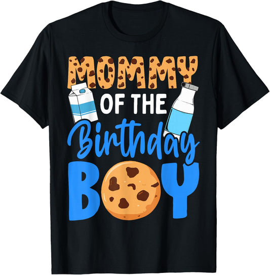 Mommy of The Birthday boy Milk and Cookies 1st Birthday T-Shirt - T-Shirt | Black