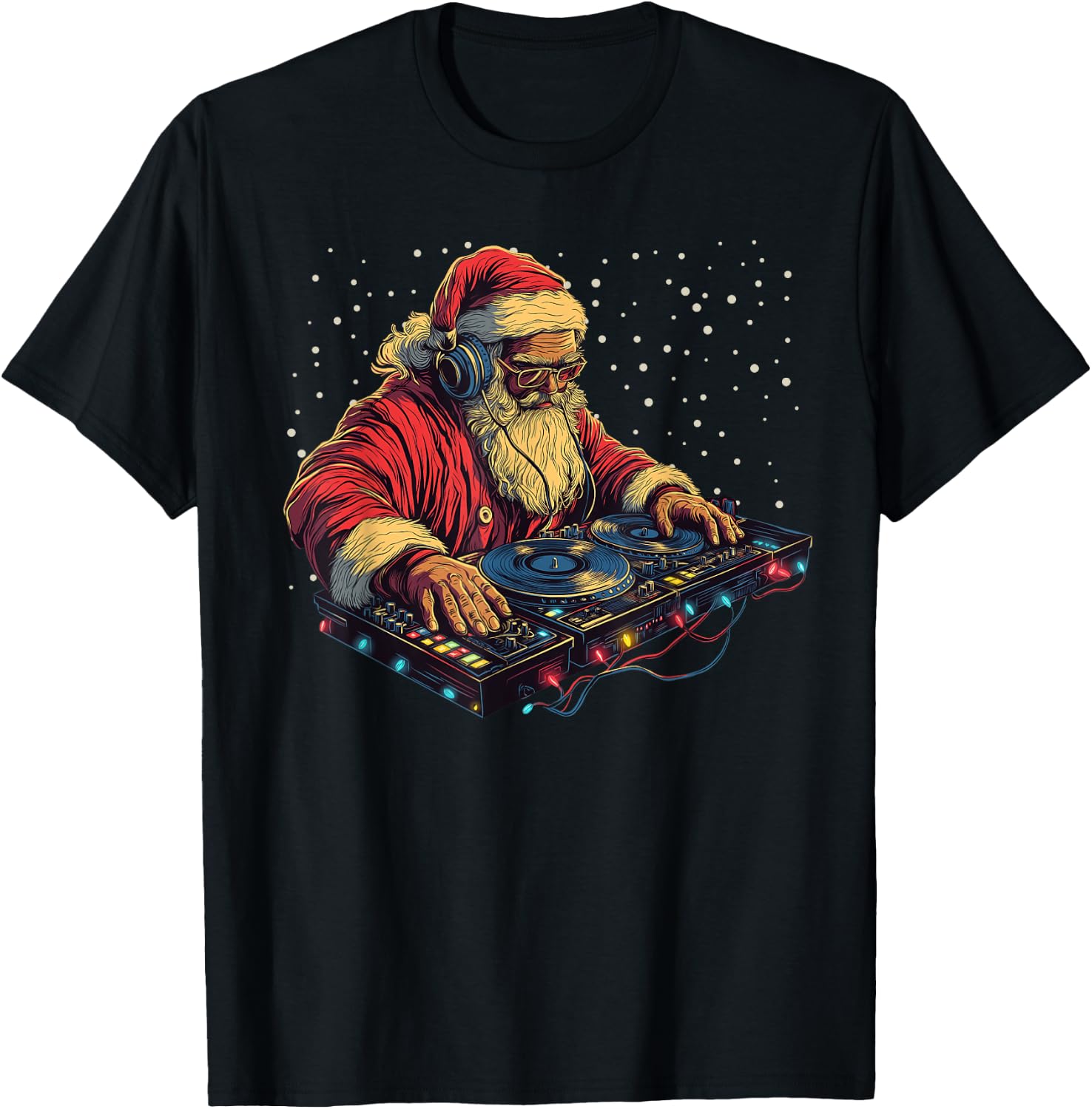 DJ Santa Claus Spinning Christmas Beats Funny House Music T-Shirt - T-Shirt | Black