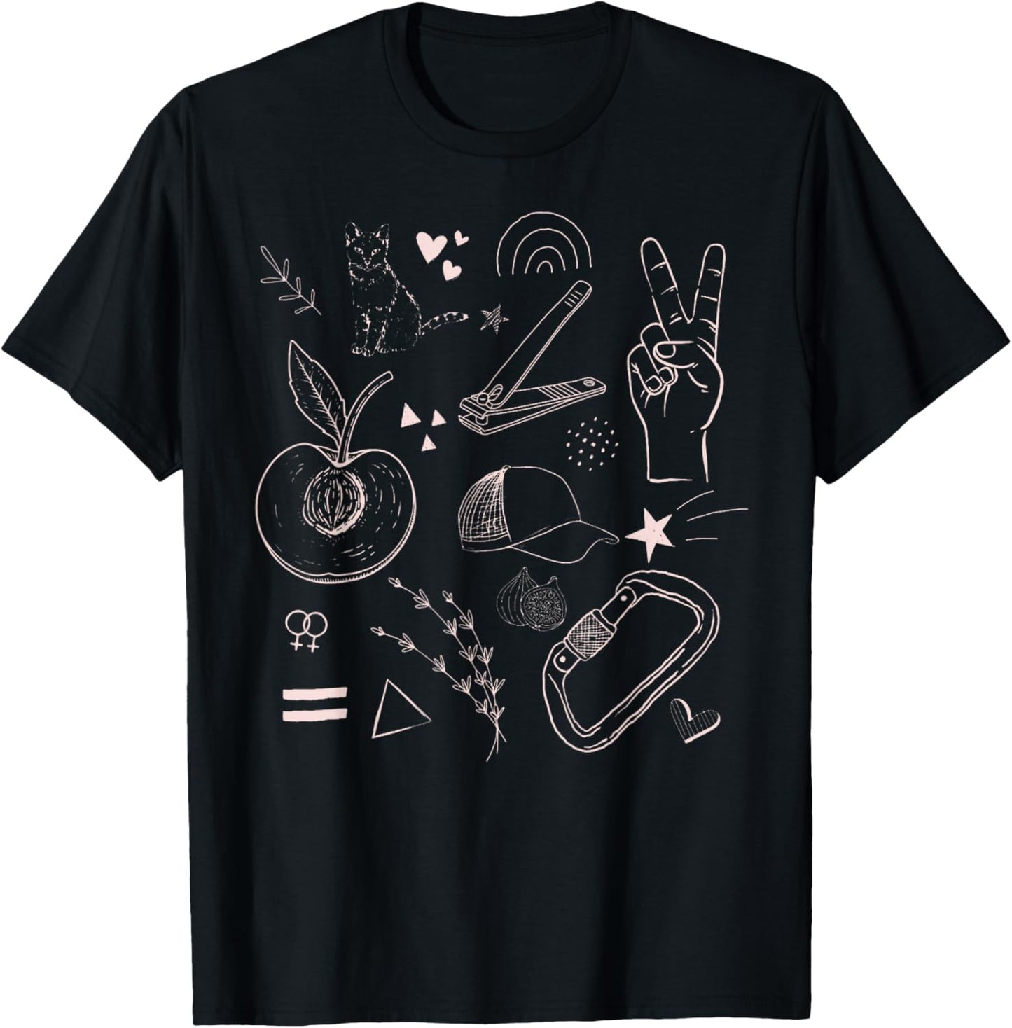 Subtle Lesbian Symbols LGBT Pride Month Vintage Men Women T-Shirt - T-Shirt | Black