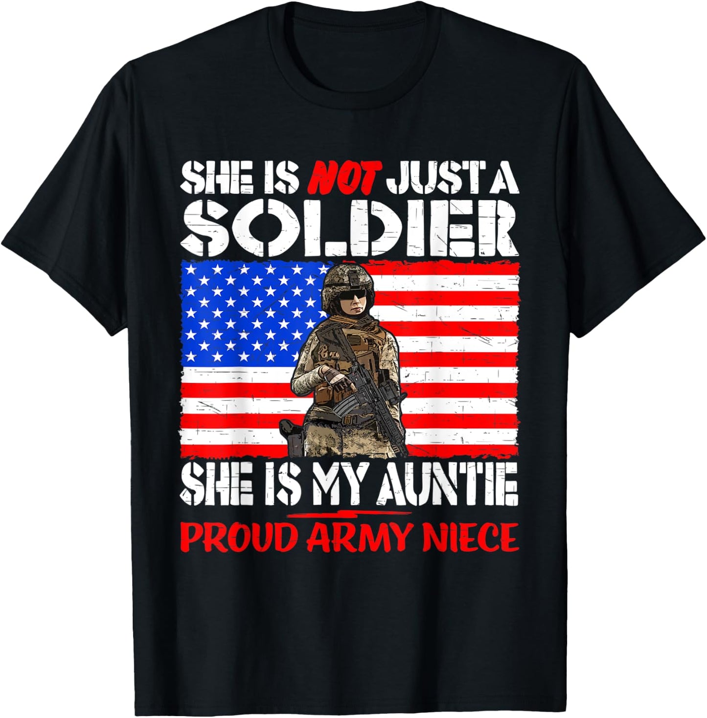 My Auntie Is A Soldier Hero Proud Army Niece Military Family T-Shirt - T-Shirt | Black