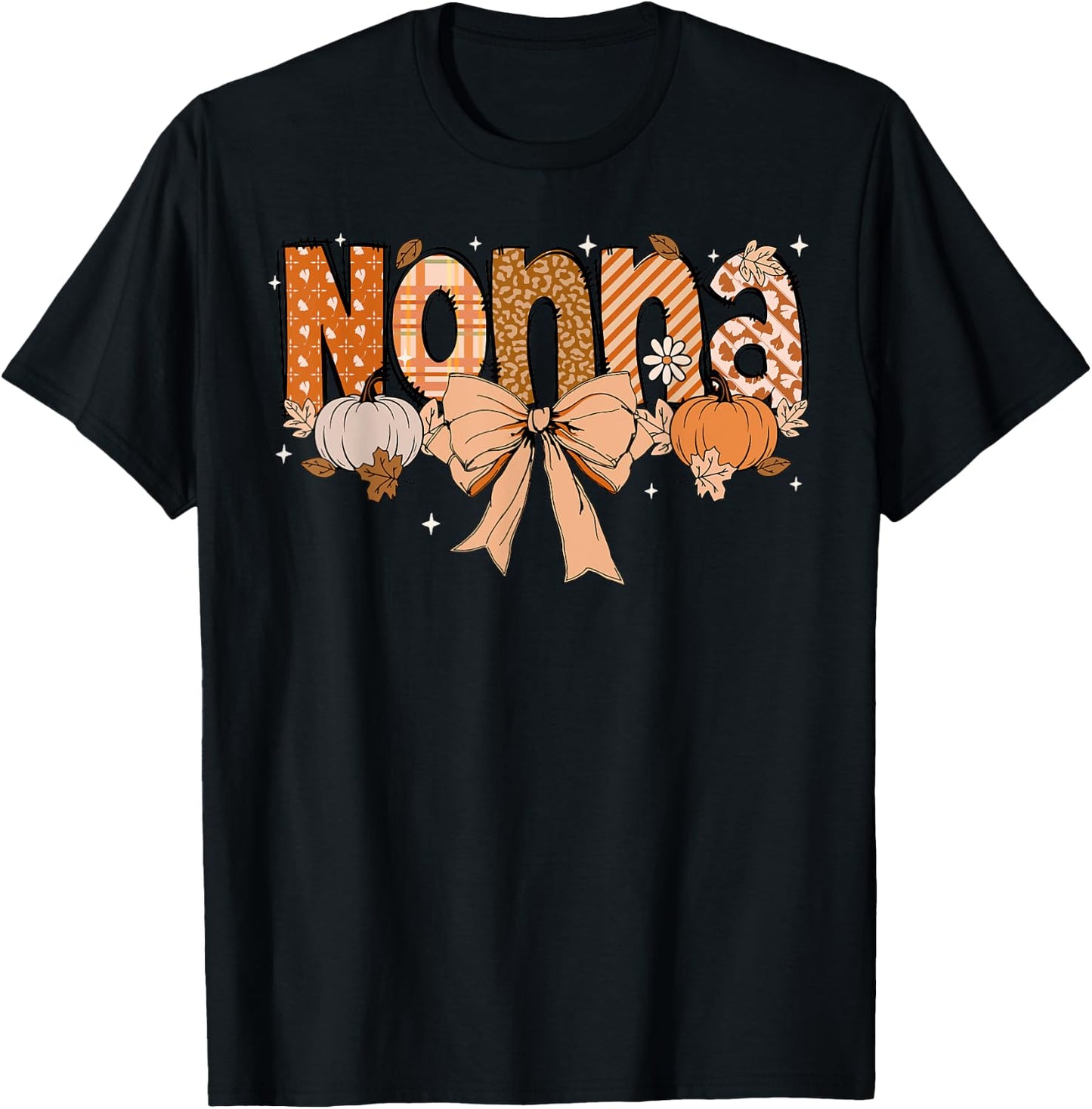 Nonna Pumpkin Fall Coquette Bow Thanksgiving Mom Women T-Shirt - T-Shirt | Black