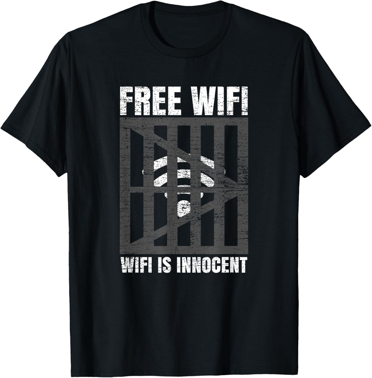 Free Wifi Wifi Is Innocent Funny Internet Wireless Joke Pun T-Shirt - T-Shirt | Black