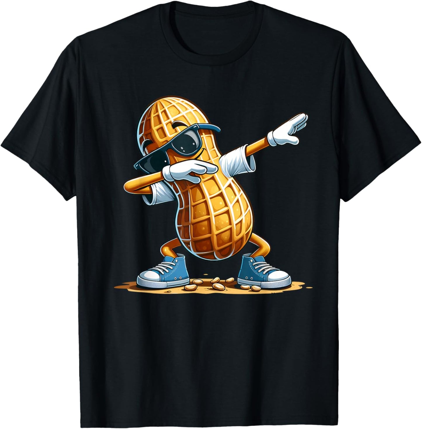 Funny Cool Dabbing Peanut Cartoon Character Dab Dance Nut T-Shirt - T-Shirt | Black