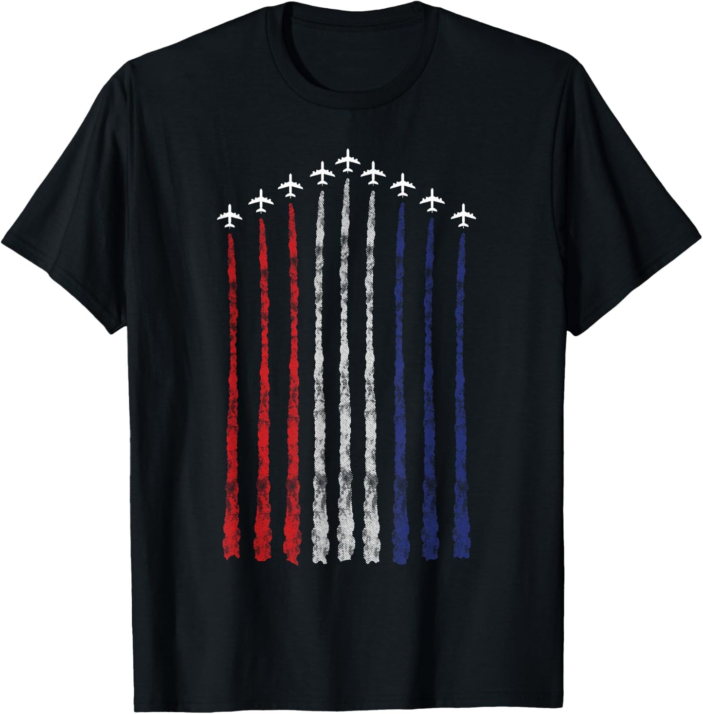 American Flag USA Fighter Jet Con Trail Small T-Shirt - T-Shirt | Black