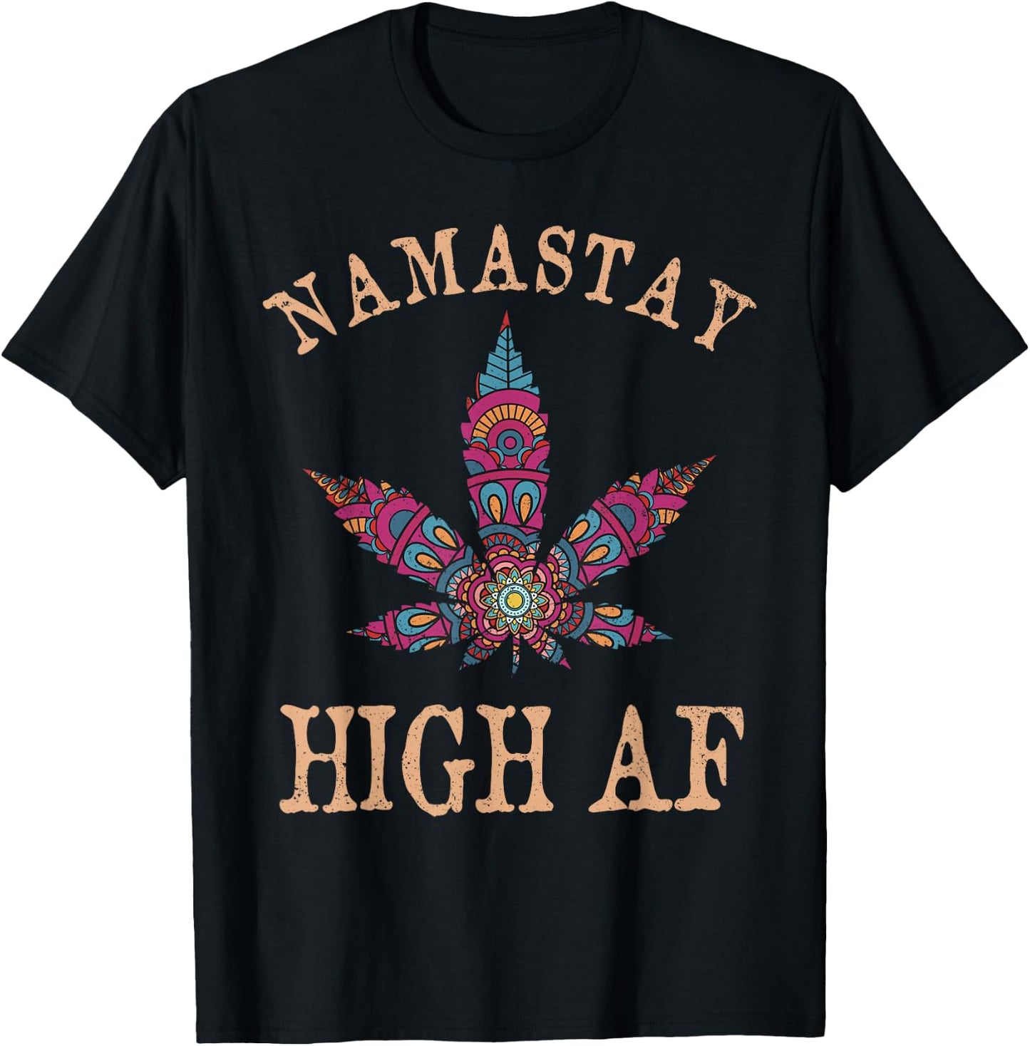 Namastay High AF Yoga Lover Namaste Weed Leaf Funny T-Shirt - T-Shirt | Black