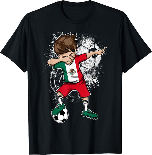 Dabbing Boy Mexico Soccer Shirt Jersey Mexican Football T-Shirt - T-Shirt | Black