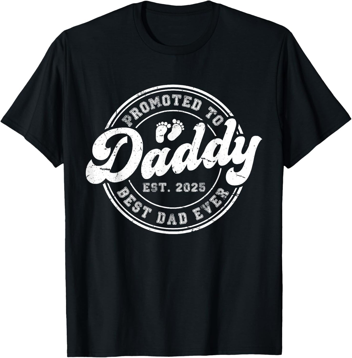 Promoted to Daddy Est 2025 Vintage Papa T-Shirt - T-Shirt | Black