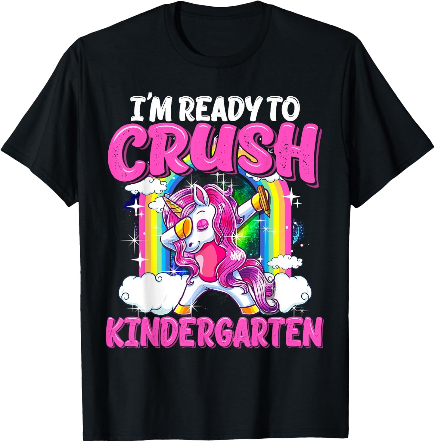 Kindergarten Dabbing Unicorn Back To School Girls Gift T-Shirt - T-Shirt | Black