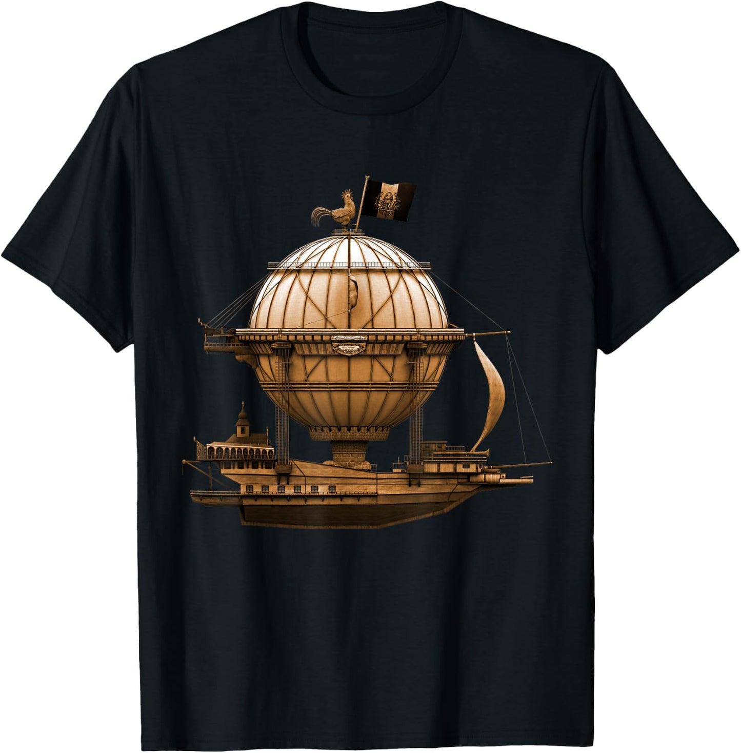 Steampunk Vintage Hot Air Balloon Airship Retro Steampunk T-Shirt - T-Shirt | Black