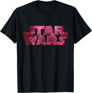 Star Wars Pink Logo Faux-Glitter Print T-Shirt - T-Shirt | Black