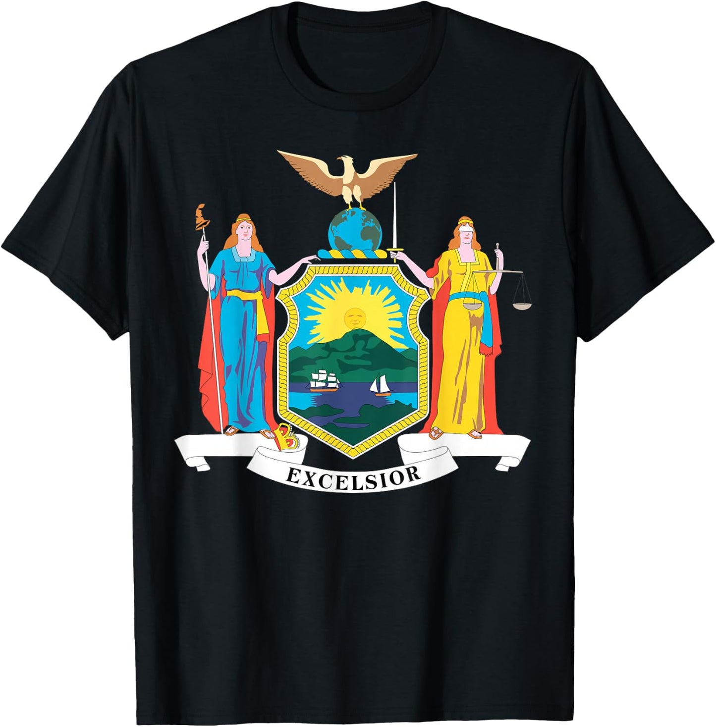 New York NY state Flag USA T Shirt T-Shirt - T-Shirt | Black