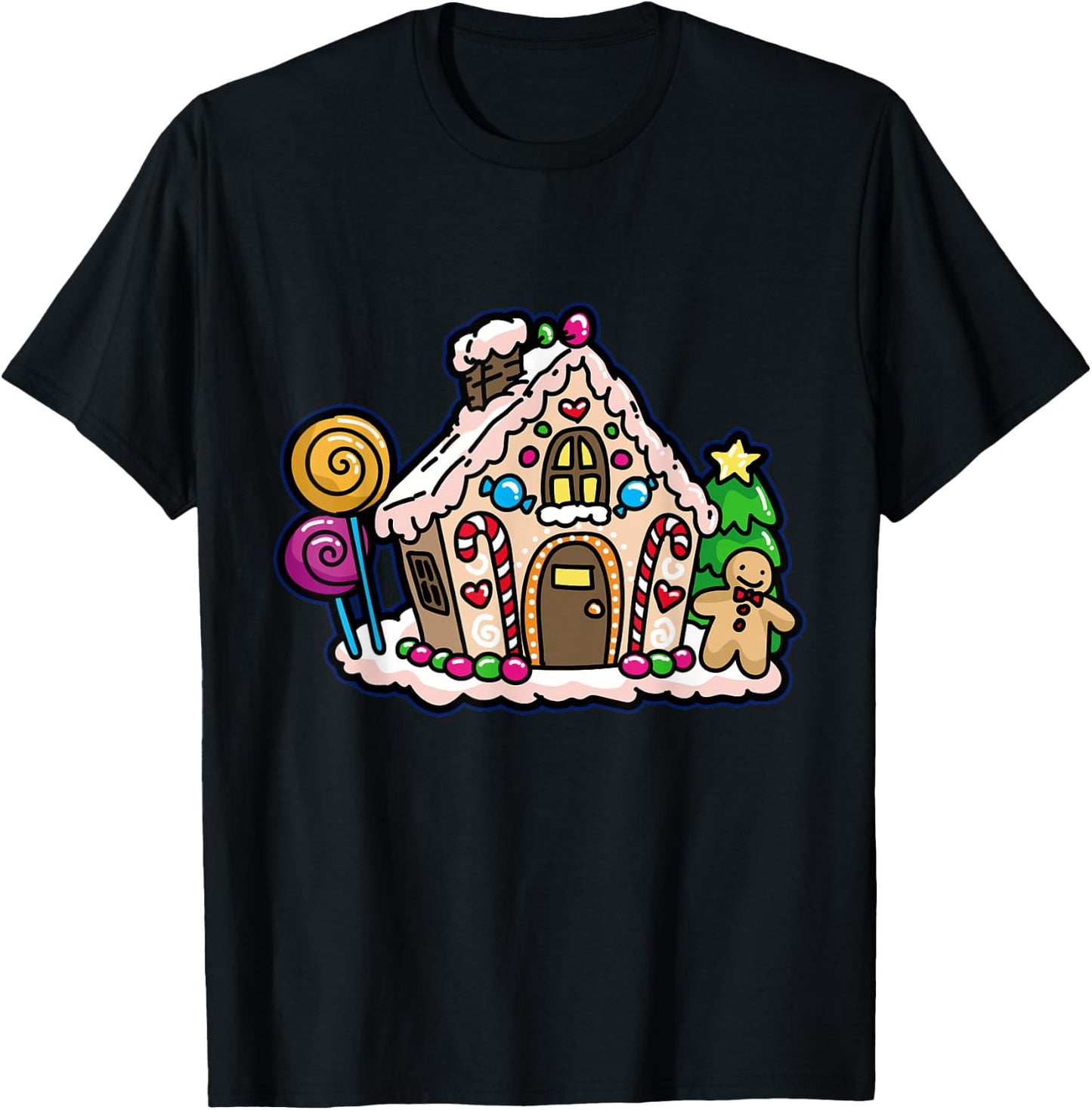 Gingerbread House T-Shirt - T-Shirt | Black