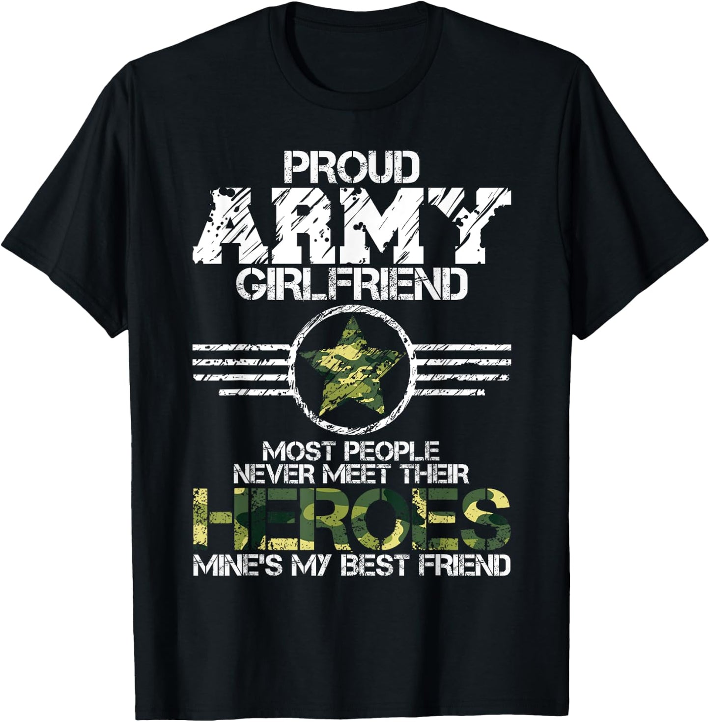 Military Appreciation Day Proud Army Girlfriend Gift T Shirt T-Shirt - T-Shirt | Black