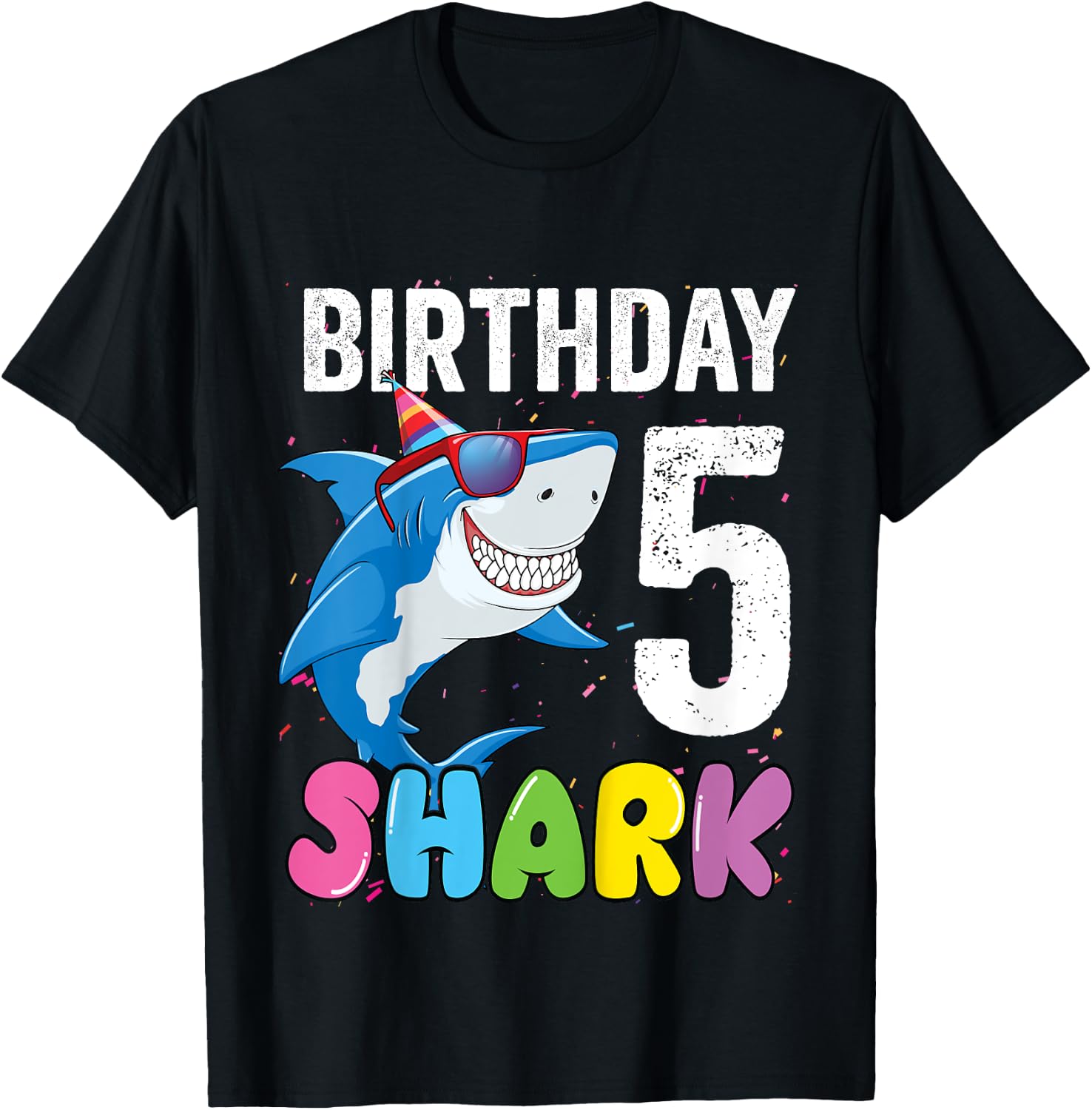 5th Birthday Shark Shirt JawSome Fifth Year Old Kids T-Shirt - T-Shirt | Black
