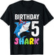 5th Birthday Shark Shirt JawSome Fifth Year Old Kids T-Shirt - T-Shirt | Black