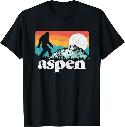 Aspen Colorado Bigfoot Mountains T-Shirt - T-Shirt | Black
