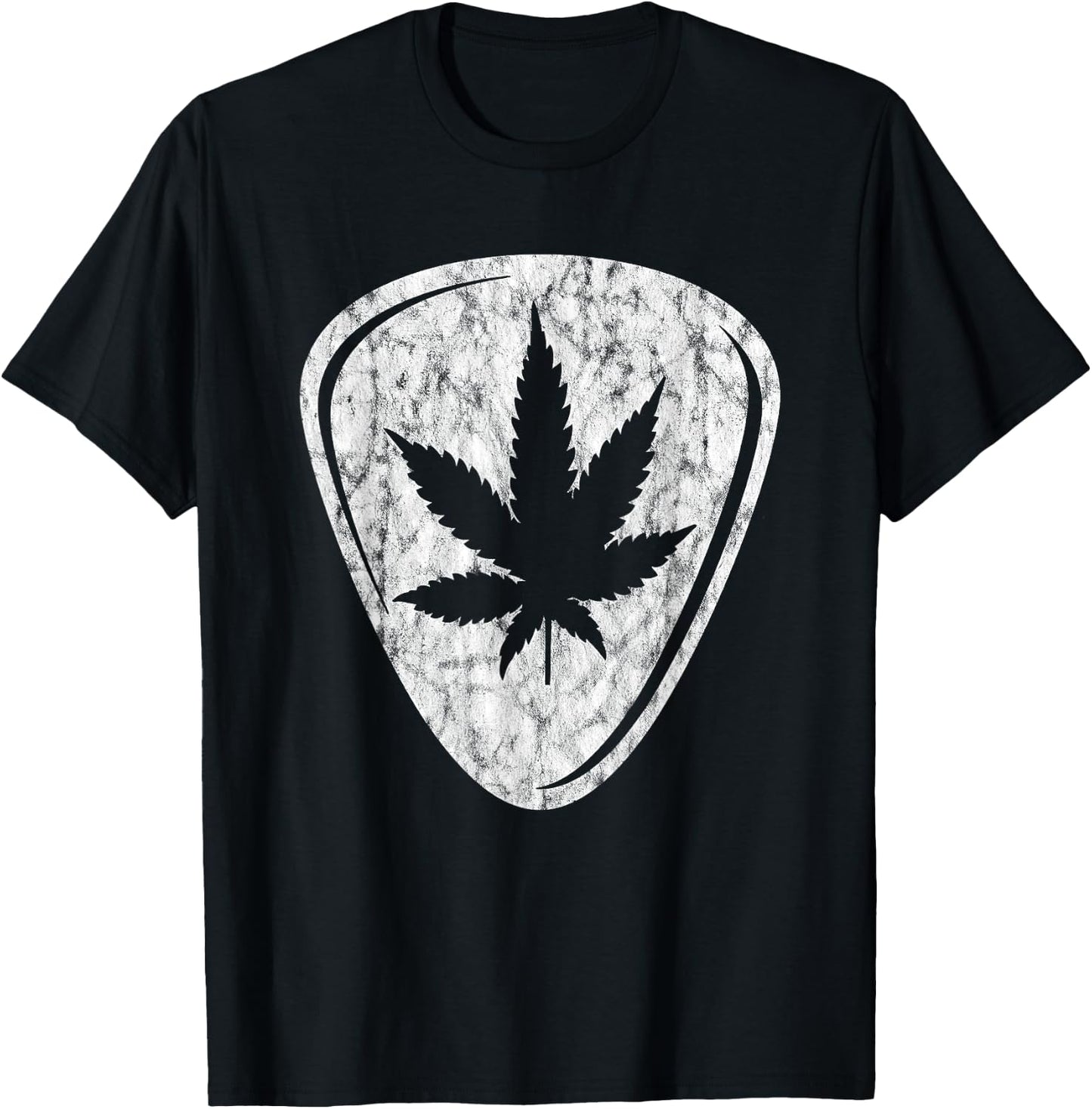 Weed Pot Leaf Guitar Plectrum Pick print Vintage product T-Shirt - T-Shirt | Black