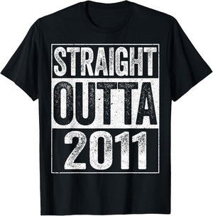 Straight Outta 2011 Shirt Kids Boy Girl 14th Birthday T-Shirt - T-Shirt | Black