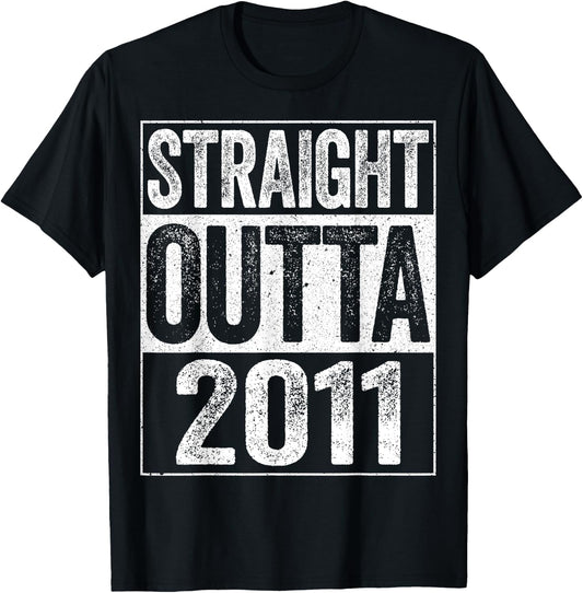 Straight Outta 2011 Shirt Kids Boy Girl 14th Birthday T-Shirt - T-Shirt | Black