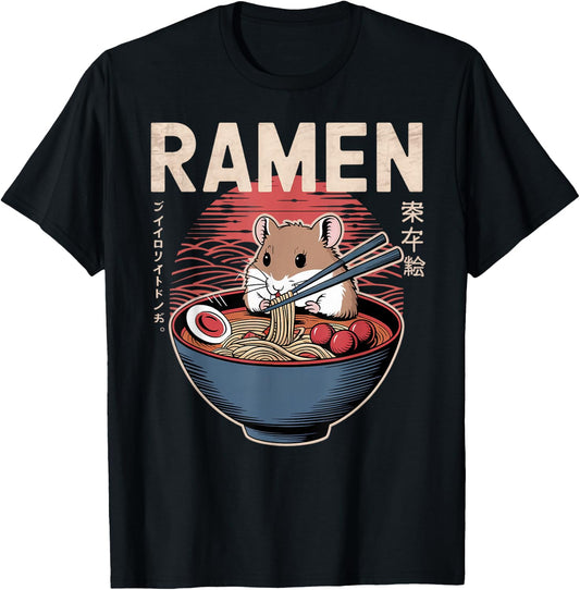 Anime Hamster Manga Kawaii Otaku Neko Japanese Ramen Hamster T-Shirt - T-Shirt | Black