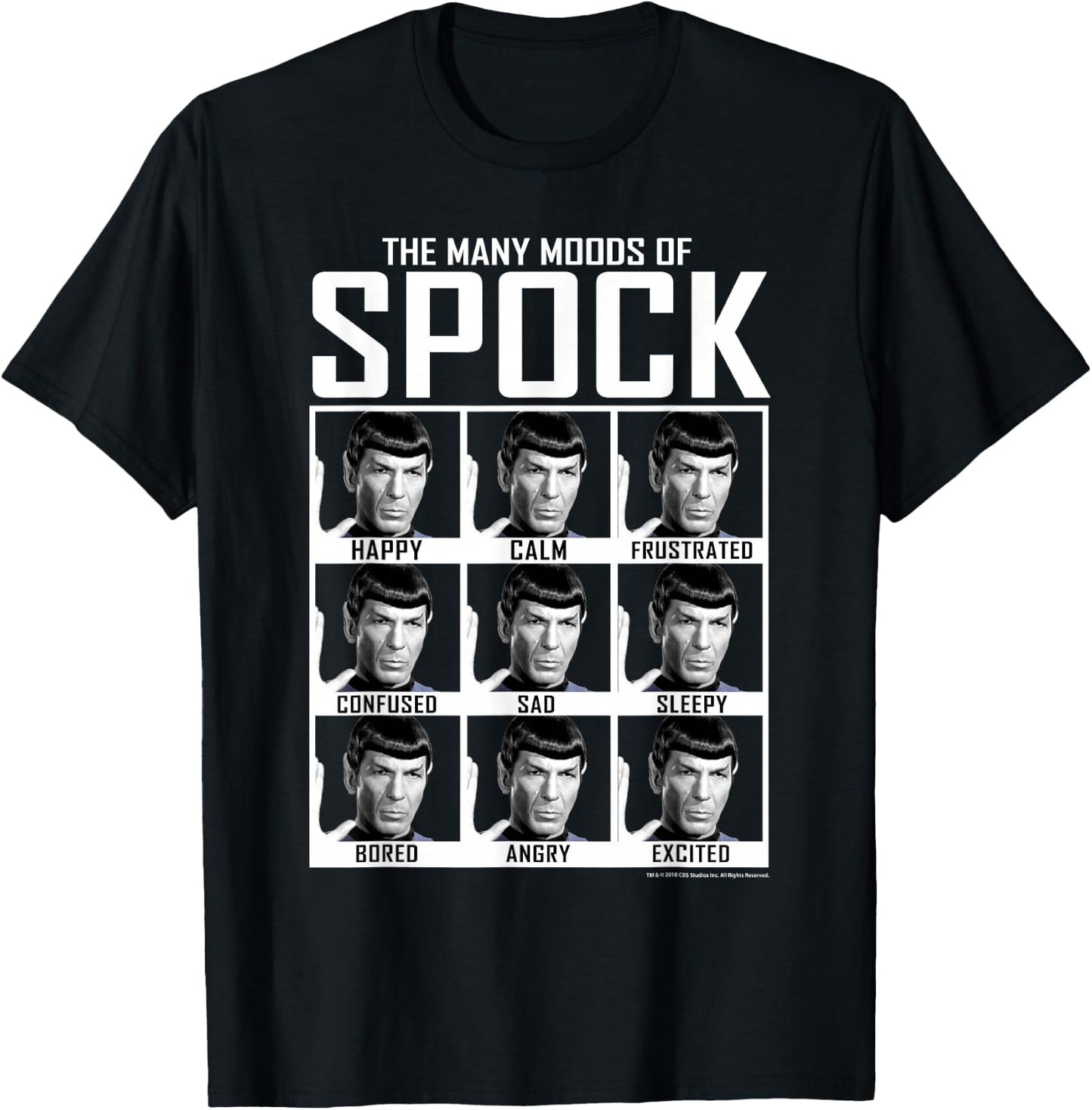 Star Trek: The Original Series Moods of Spock Textbook T-Shirt - T-Shirt | Black