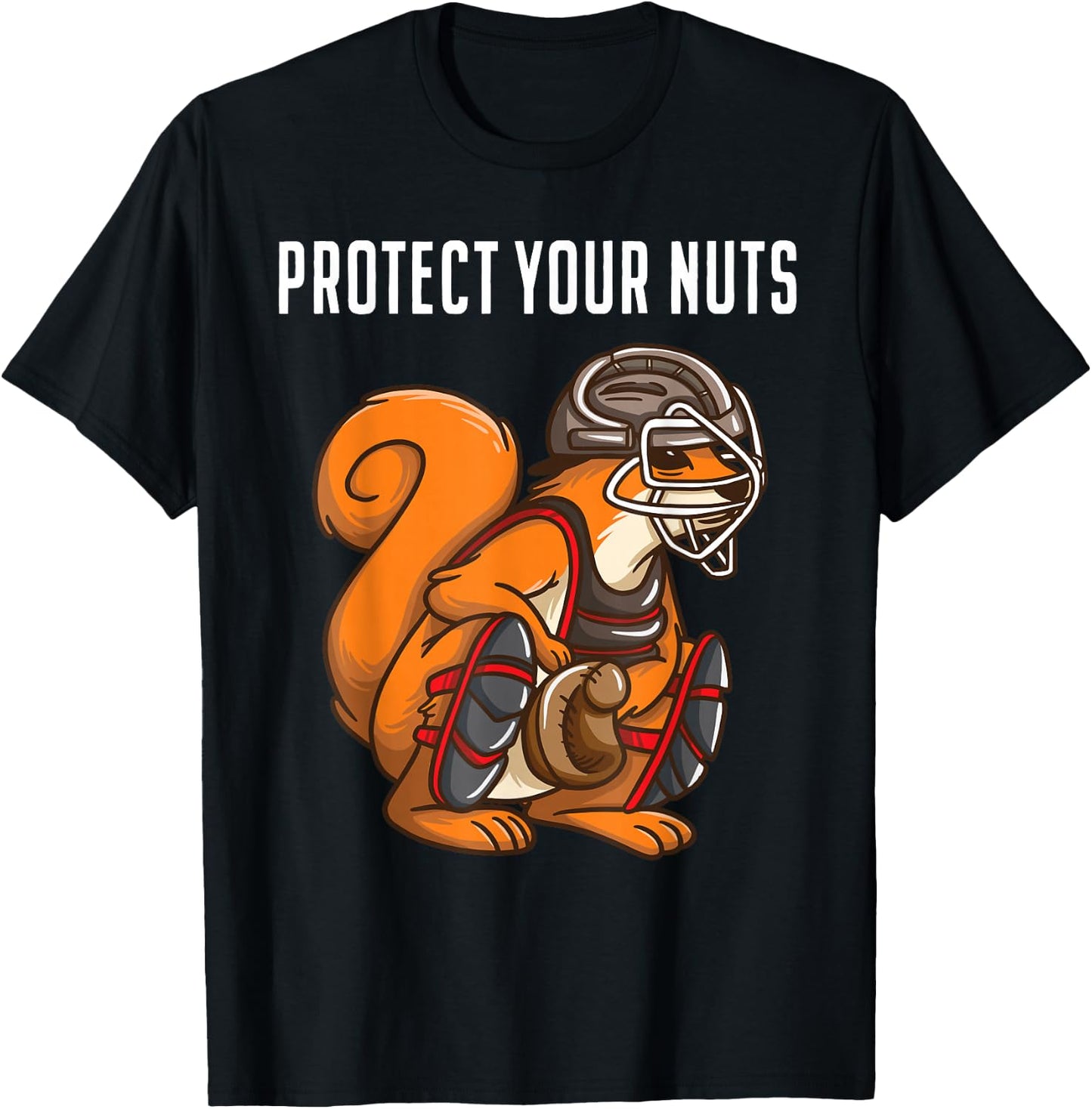 Funny Squirrel Lover Baseball Catcher Gift Boys Girls Animal T-Shirt - T-Shirt | Black