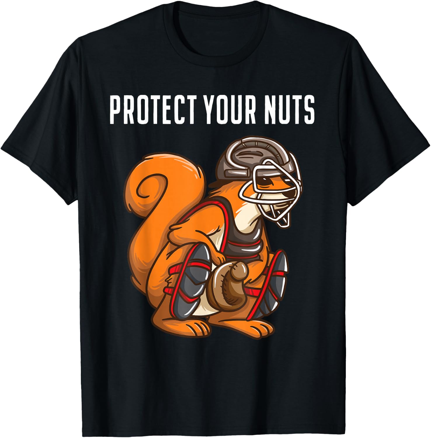 Funny Squirrel Lover Baseball Catcher Gift Boys Girls Animal T-Shirt - T-Shirt | Black