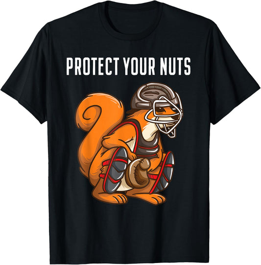 Funny Squirrel Lover Baseball Catcher Gift Boys Girls Animal T-Shirt - T-Shirt | Black