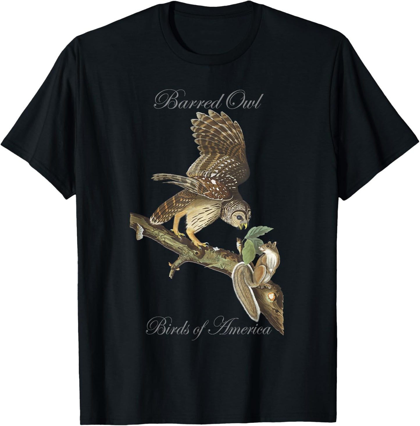 Barred Owl - Birds of America Series Audubon T-Shirt - T-Shirt | Black