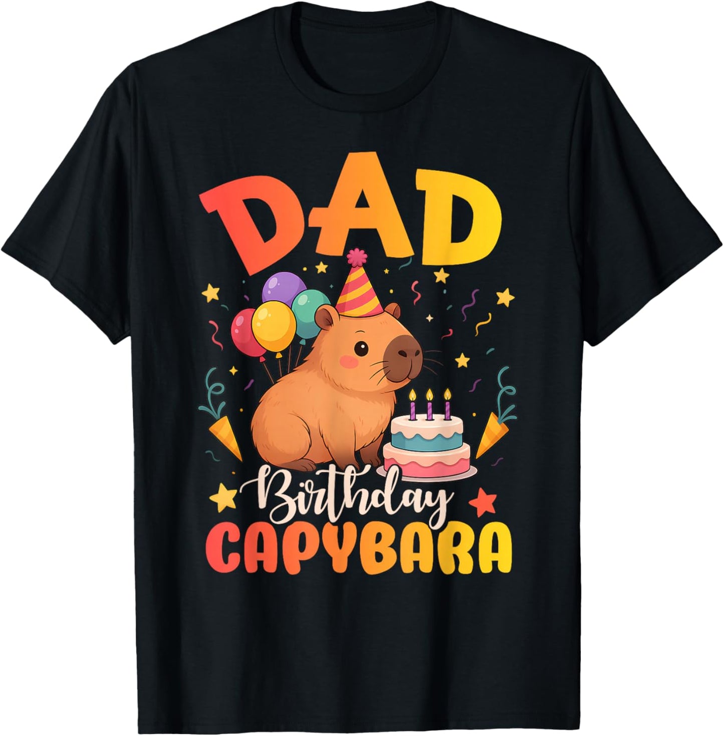 Dad of The Birthday Girl Capybara Bday Party Family T-Shirt - T-Shirt | Black