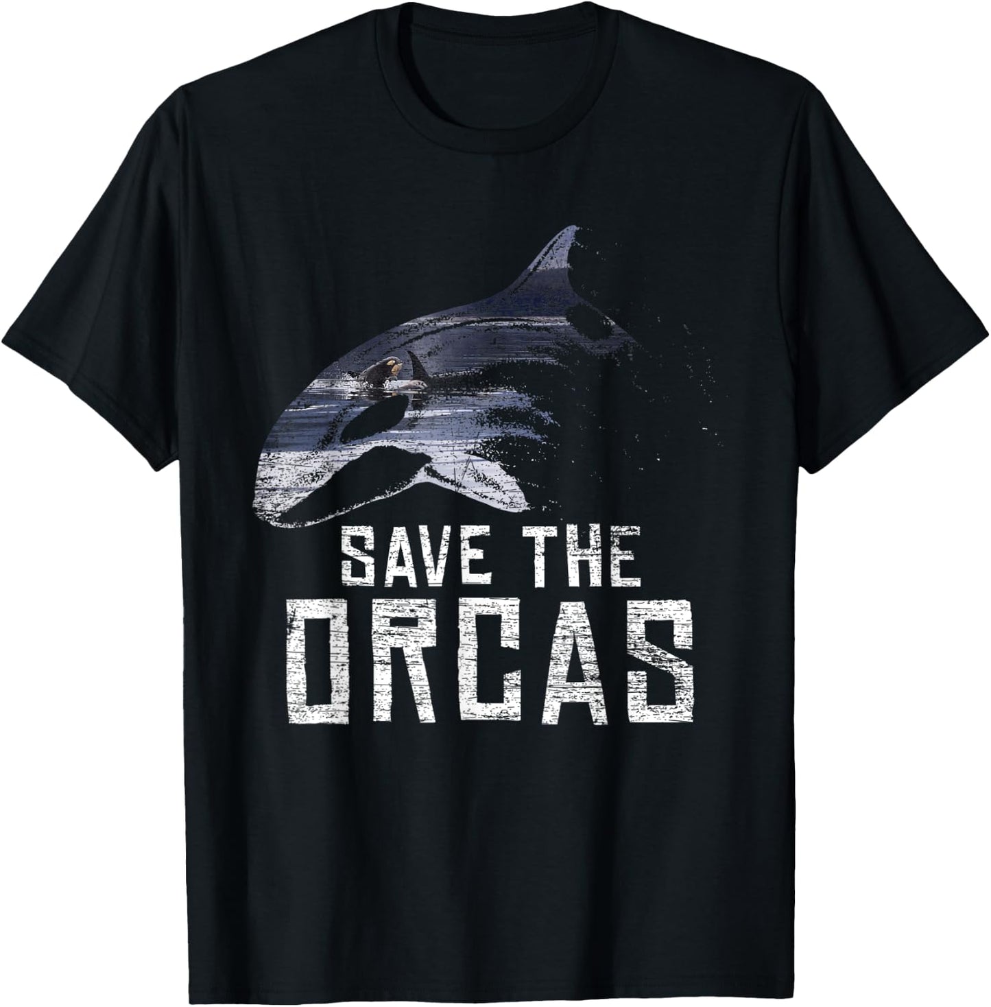 Vintage Earth Day Save The Orcas T-Shirt - T-Shirt | Black
