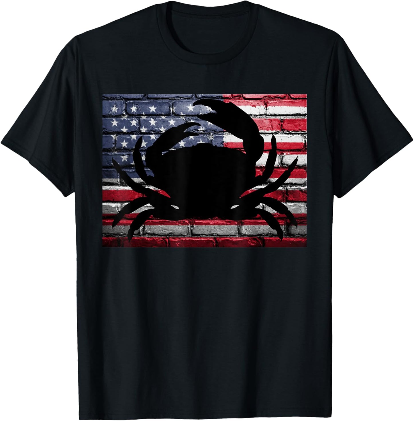 American Flag Crab Patriotic Crabbing Fishing Girls Kids Men T-Shirt - T-Shirt | Black