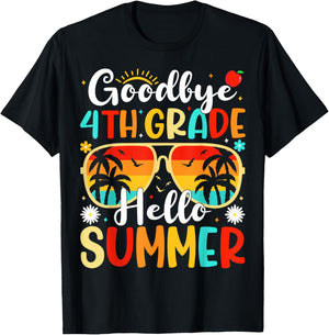 Goodbye 4th Grade Hello Summer Day of School Fourth Grade T-Shirt - T-Shirt | Black