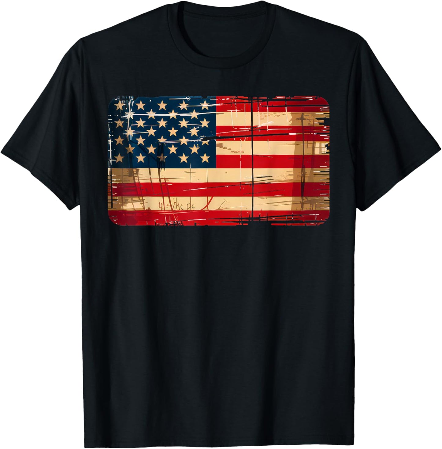 USA Flag United State US Vintage Flag 4th Of July Men Women T-Shirt - T-Shirt | Black