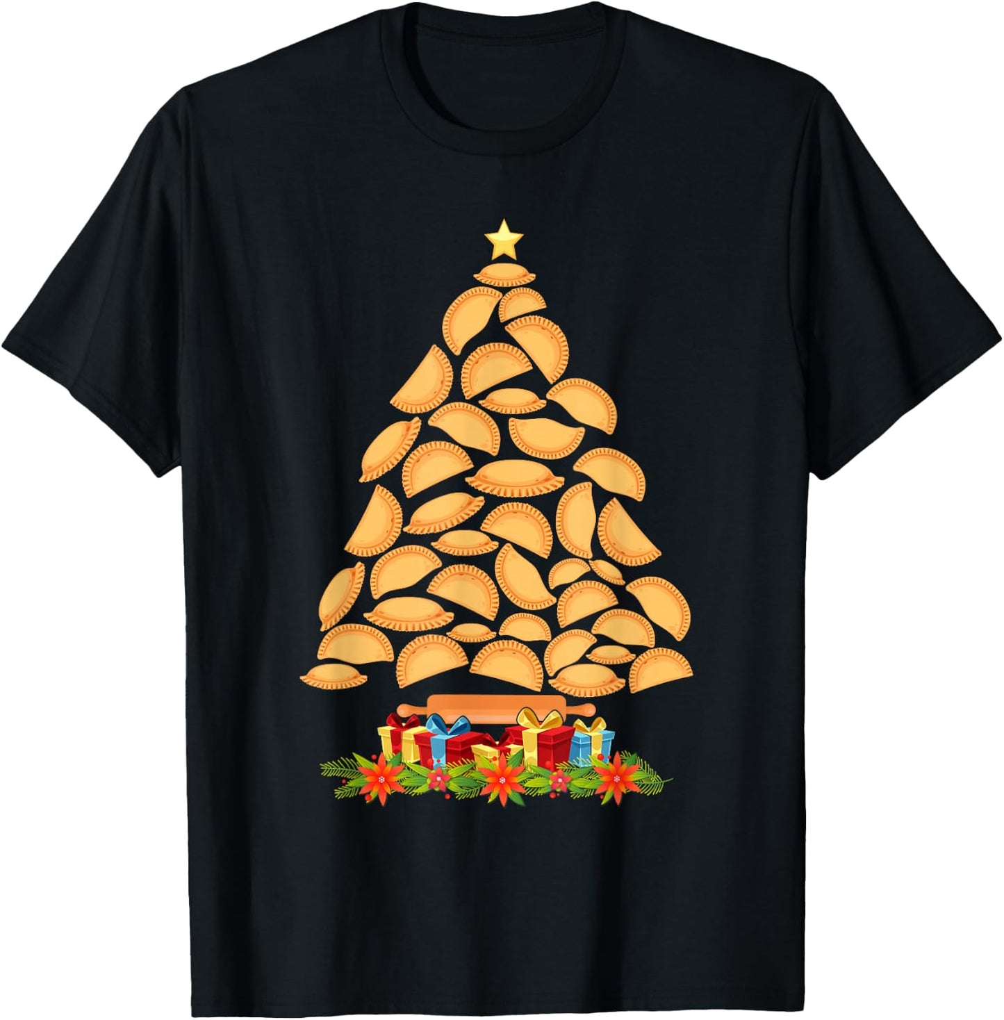 Pierogi Tree Polish Christmas Food Funny Men Women Kids T-Shirt - T-Shirt | Black