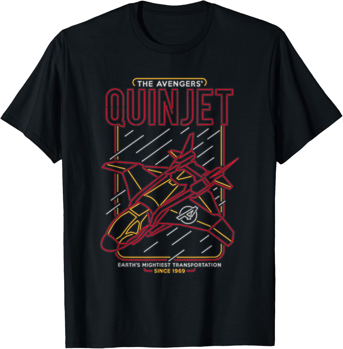 Marvel Avengers Quinjet Neon Lights T-Shirt - T-Shirt | Black