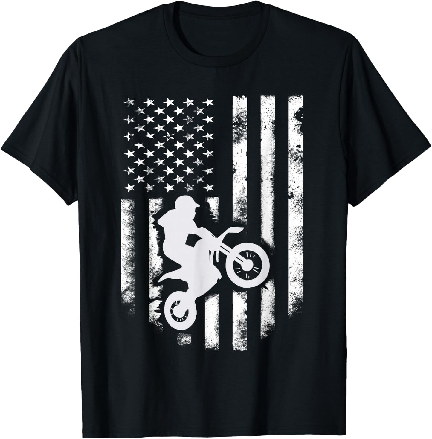 American Flag Motorcross Braap Dirt Bike Off Road Enduro Women Kids Men T-Shirt - T-Shirt | Black