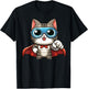 Cute Cat Superhero With Cape Gift Men Kids Women Funny Cat T-Shirt - T-Shirt | Black
