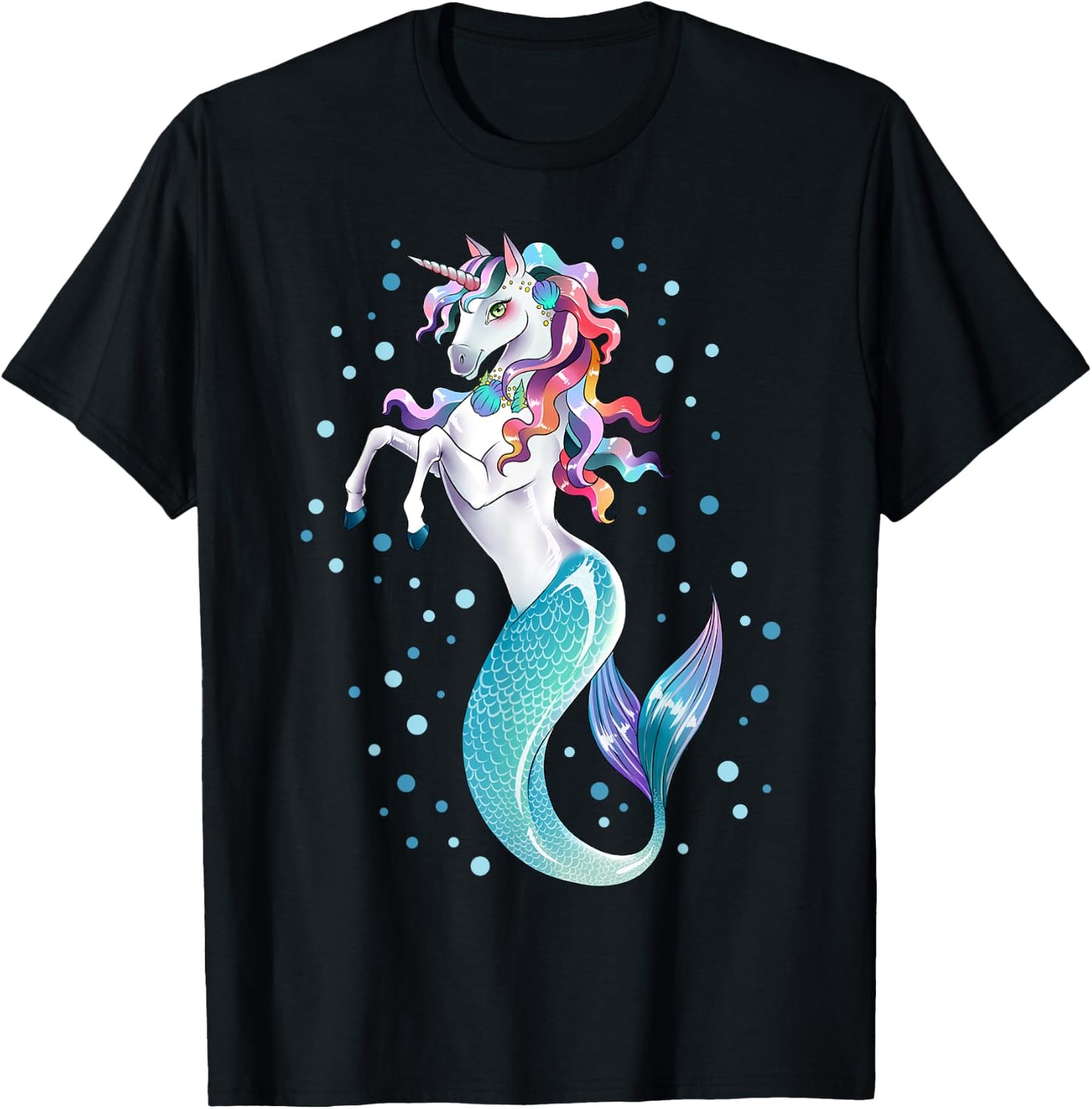 Unicorn Mermaid Mermicorn Girls Kids Women Rainbow Gifts T-Shirt - T-Shirt | Black