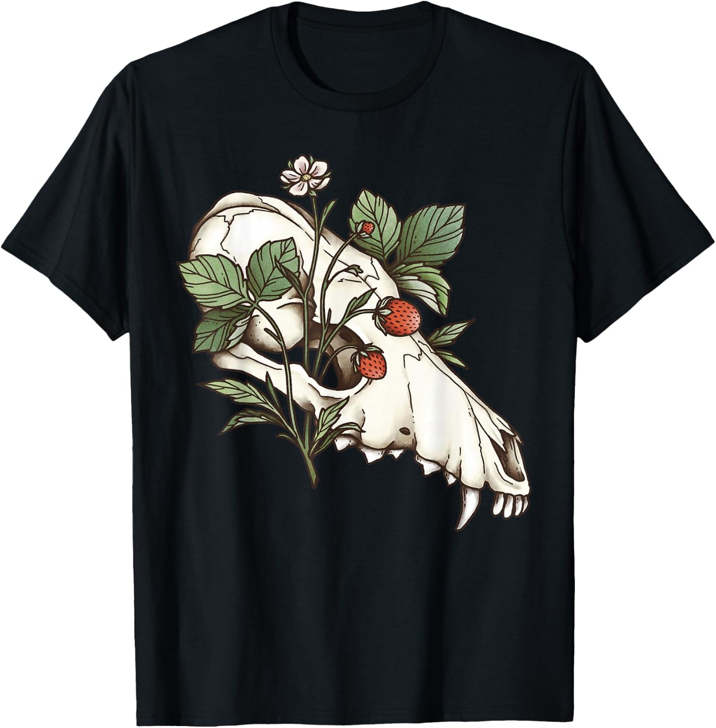 Vulture Culture Wolf Skull Occult Therian Goblincore Furry T-Shirt - T-Shirt | Black