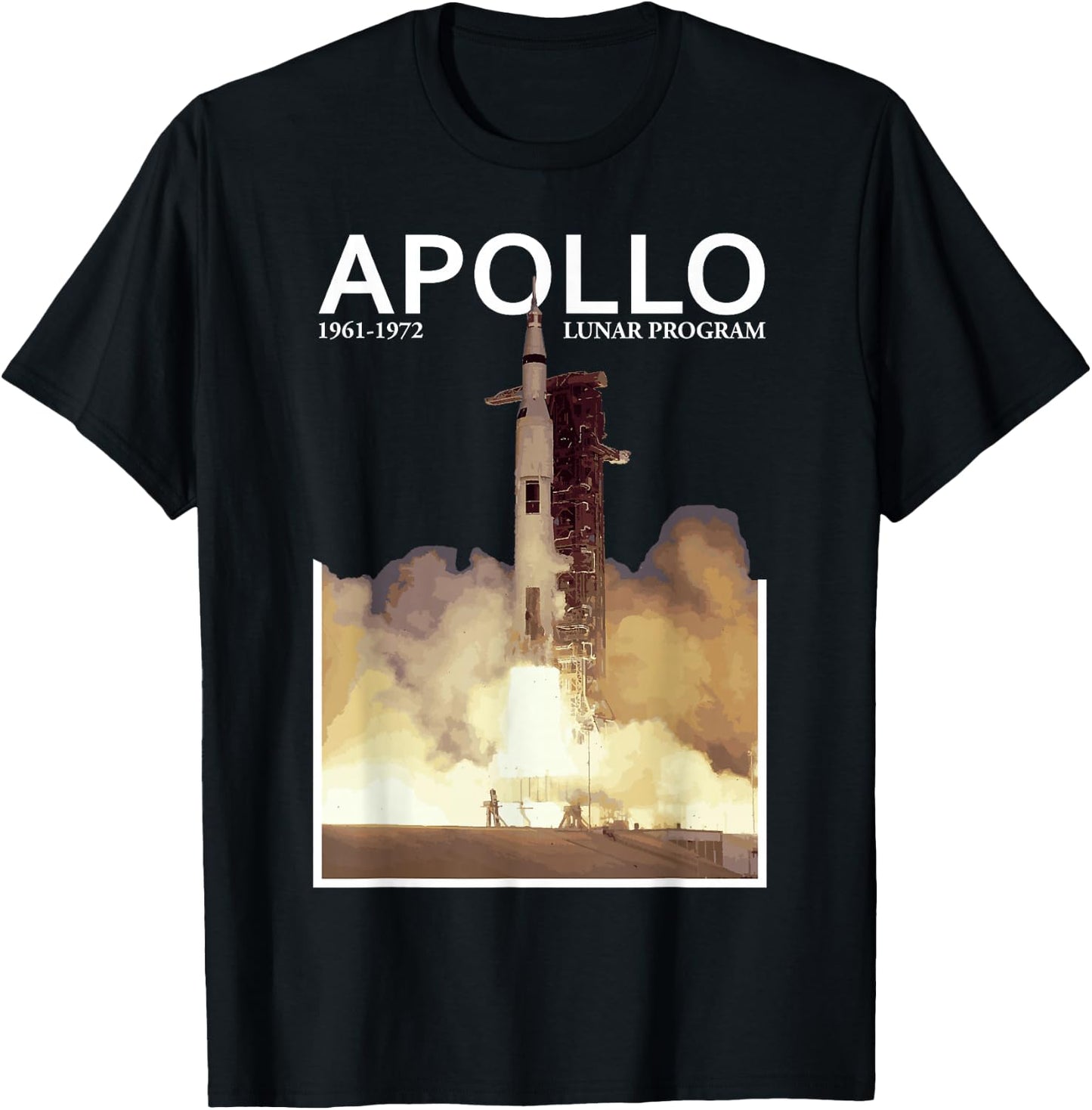 Apollo Lunar Gift Saturn V Rocket Moon Landing T-Shirt - T-Shirt | Black