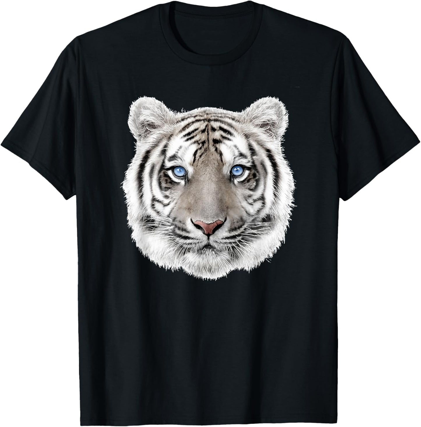 Bengal White Tiger Head T-Shirt - T-Shirt | Black